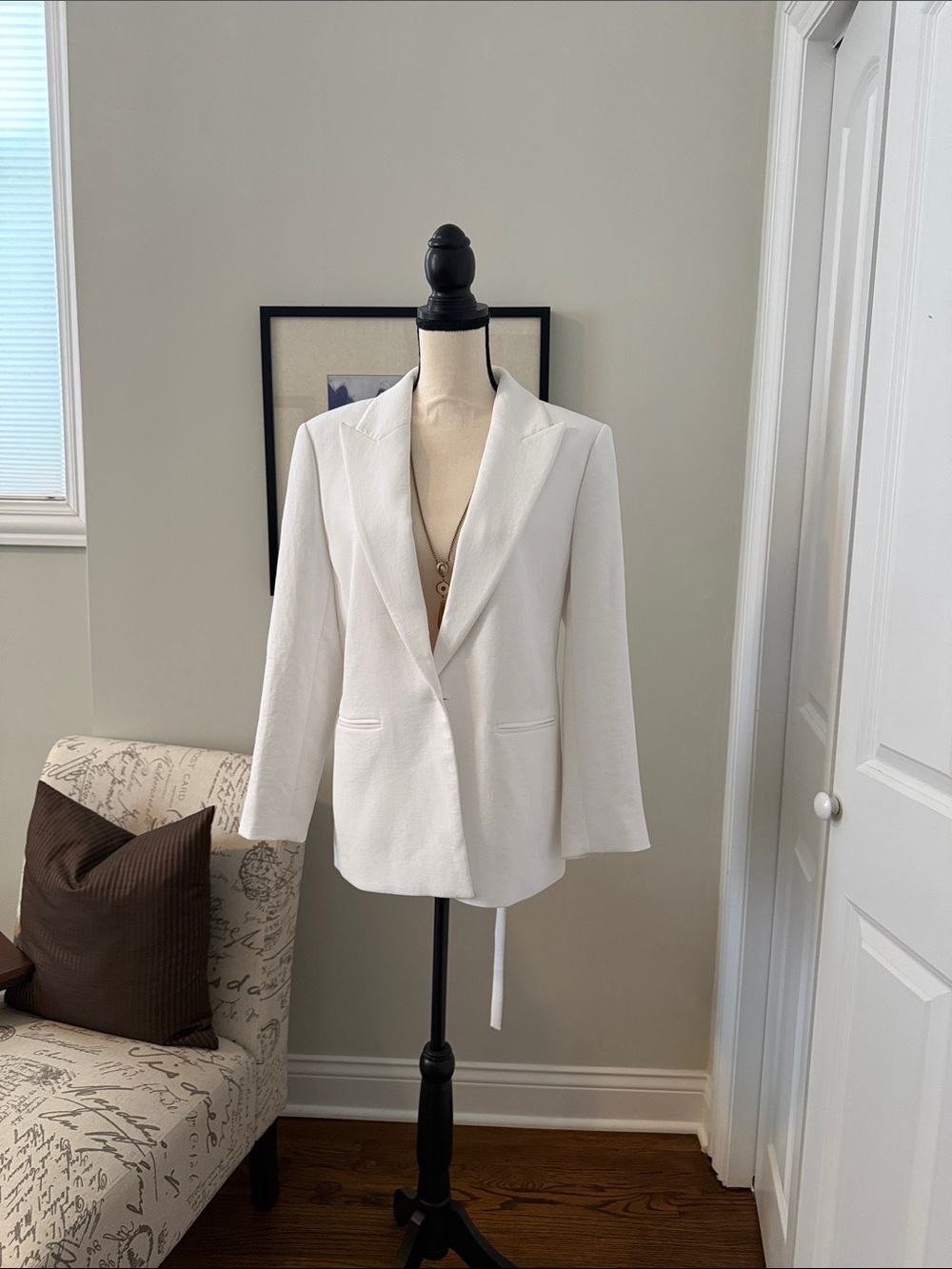 Ann Taylor White Single-Button Tailored Blazer